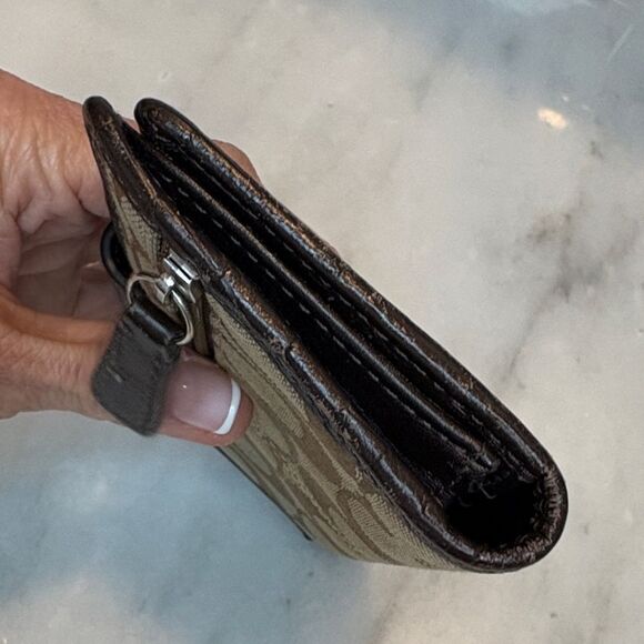 Coach Wallet Y2K Jacquard Signature Logo Canvas Snap Closure Compact Wallet - Picture 8 of 16